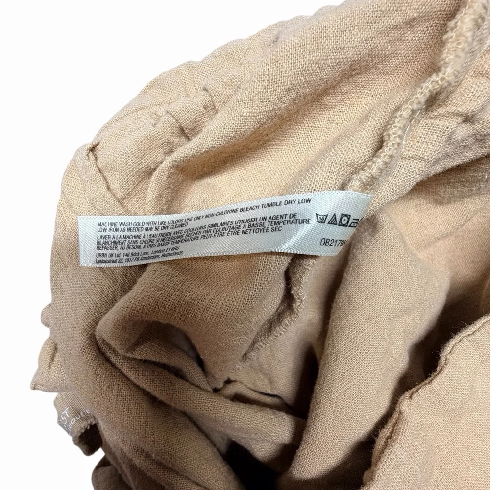 Free Est Free People Linen Blend Wide Leg Crop Pants Women's Large Beige